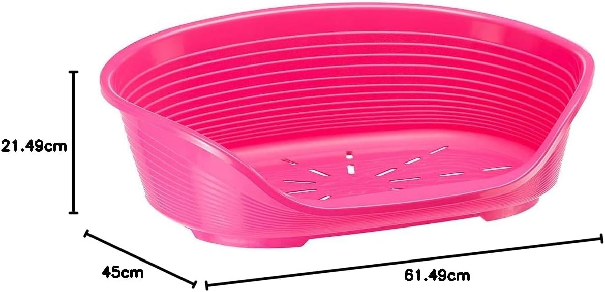 Ferplast Plastic Kennel for Dogs and Cats Siesta Deluxe 4, Animal Basket, Perforated Bottom, Anti-Slip, Comfortable Chin-Rest, Pink, 61,5 x 45 x 21.5 cm