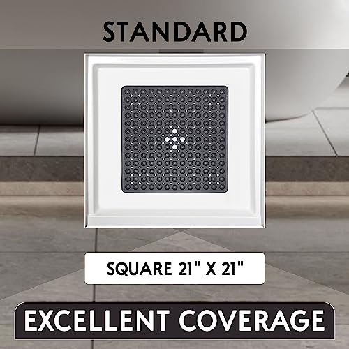 Image of ENKOSI Square Shower Mat - 21 x 21 Inch Non-Slip Bathroom Shower Stall Mat with Suction Cups and Drain Holes - Anti-Slip Bathtub Shower Mats for Inside Shower (21x21 Aqua Blue)