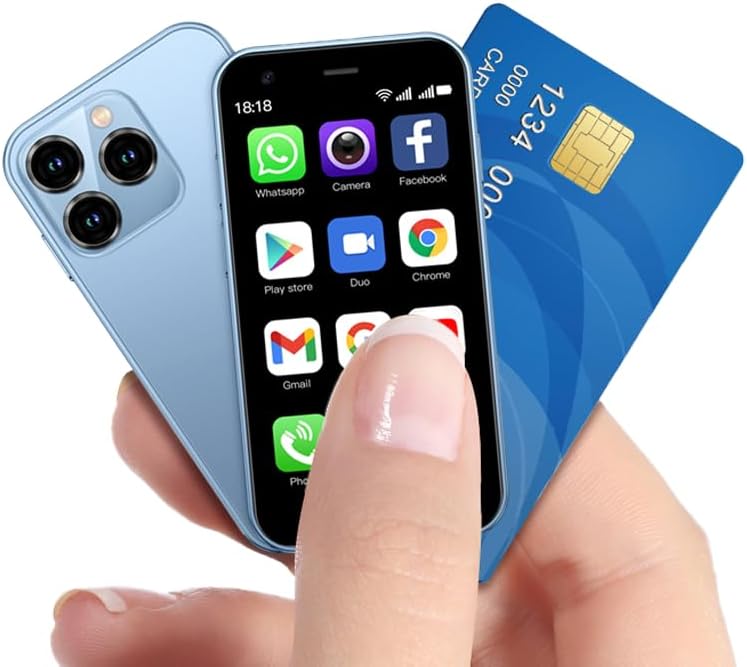 Unlocked Mini Smartphone XS15 has 3.0 inch Screen, 2000mAh Battery, 2GB RAM and 16GB ROM Android 10.0 Dual Card Dual Standby (Blue)