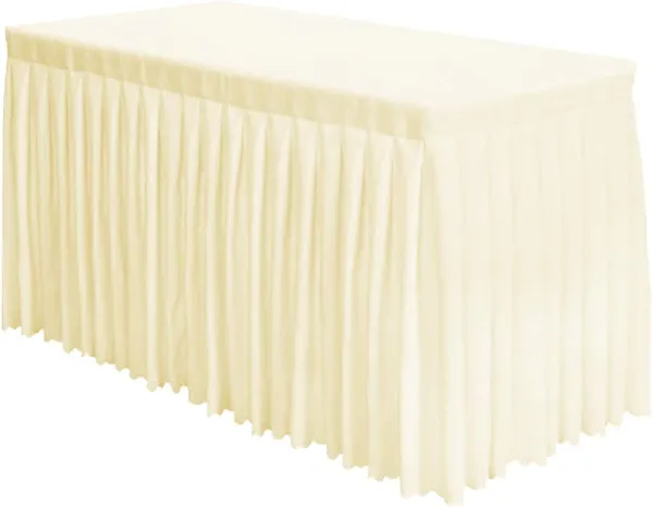 Surmente Ivory Table Skirt, 14ft Polyester Tablecloth for Weddings, Banquets, or Restaurants