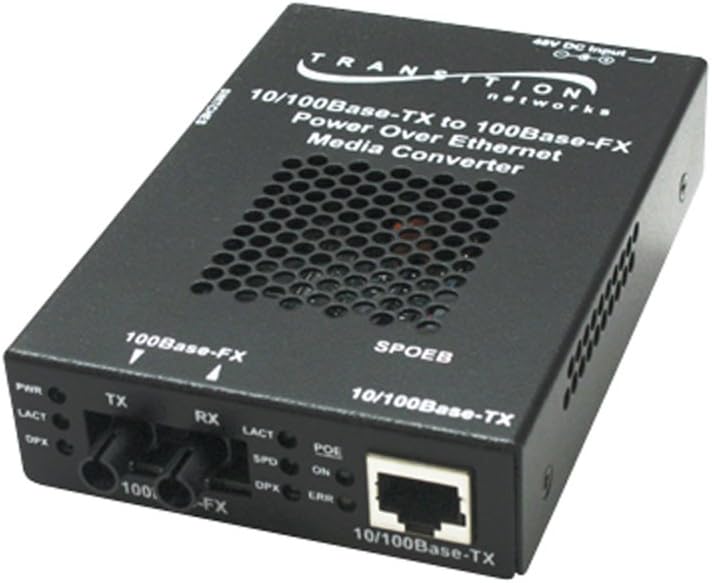 TRANSITION NETWORKS SPOEB1013-100 Stand Alone 10/100 Bridging PoE Media Converter