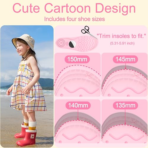 Image of RFUNGUANGO Airtag Shoe Insoles for Kids, Pink Rainbow (6.5‑8 Toddler) | Airtag Hidden Insoles, Tracker Devise Case, Comfortable Insoles (5.31-5.91 IN Trimmable Insoles)