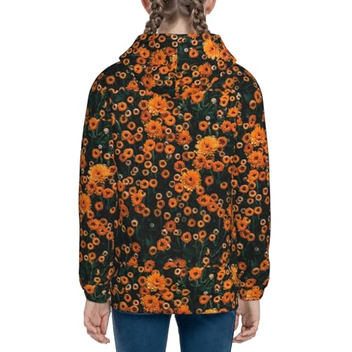 Daisies Kids Pullover Hoodies Boys Zip Up Sweatshirts Girls Athletic Clothes with Pocket 5