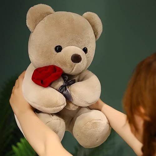 Miniatura 5 de Oso de peluche con rosa, oso de peluche de peluche, bonito oso de peluche, gran regalo para tu ser querido, oso de peluche suave para novia, niños,