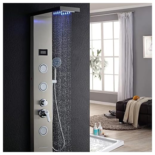 Auralum - Columna de Hidromasaje Ducha Moderna 3 Función con Luces led Panel de Ducha Hidromasaje Acero Inoxidable con Pantalla LCD para Baño