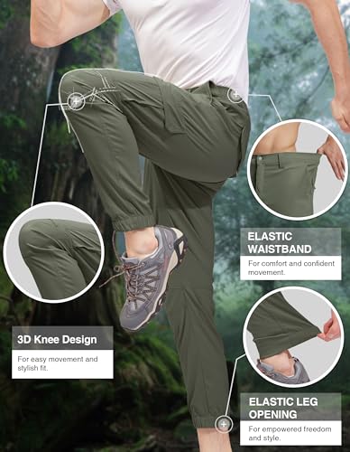 Pantalon cargo de randonnée vert 52 homme coupe jogging extensible imperméable - 3