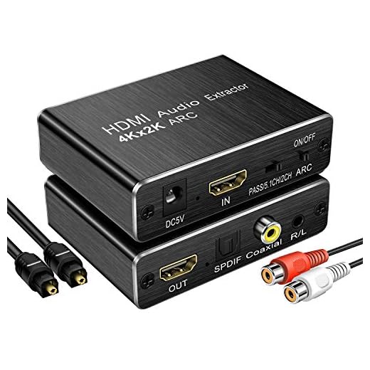 HDMI ljudextraktor HDMI-splitter HDMI till Optisk/Toslink/SPDIF/koaxial + 3,5 mm stereoljudsutdragare 4 K @ 30 Hz 1080P 3D