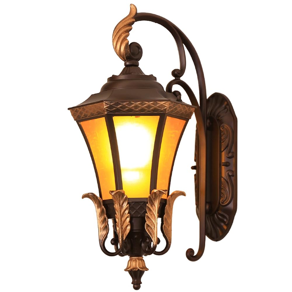 VDOQTLJT Hexagonal Phoenix Outdoor Waterproof Wall Lamp European/American Courtyard Garden Bracket Light Aluminium Alloy + Glass Lampshade E27*1 Source foyers