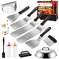 15Pcs Griddle Accessories Kits for Blackstone and Camp Chef, Flat Top Grill Accessories Sets, Professional Grill BBQ Spatula with Enlarged Spatulas, Basting Cover and Burger Press, for Outdoor
