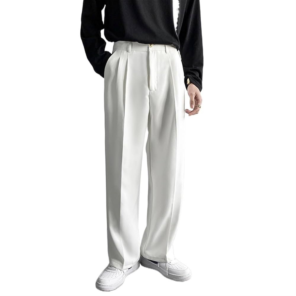 ［ミルク］un peu wide baggy slacks Chiclily High Waisted Wide Leg Pants, Lightweight Polyester