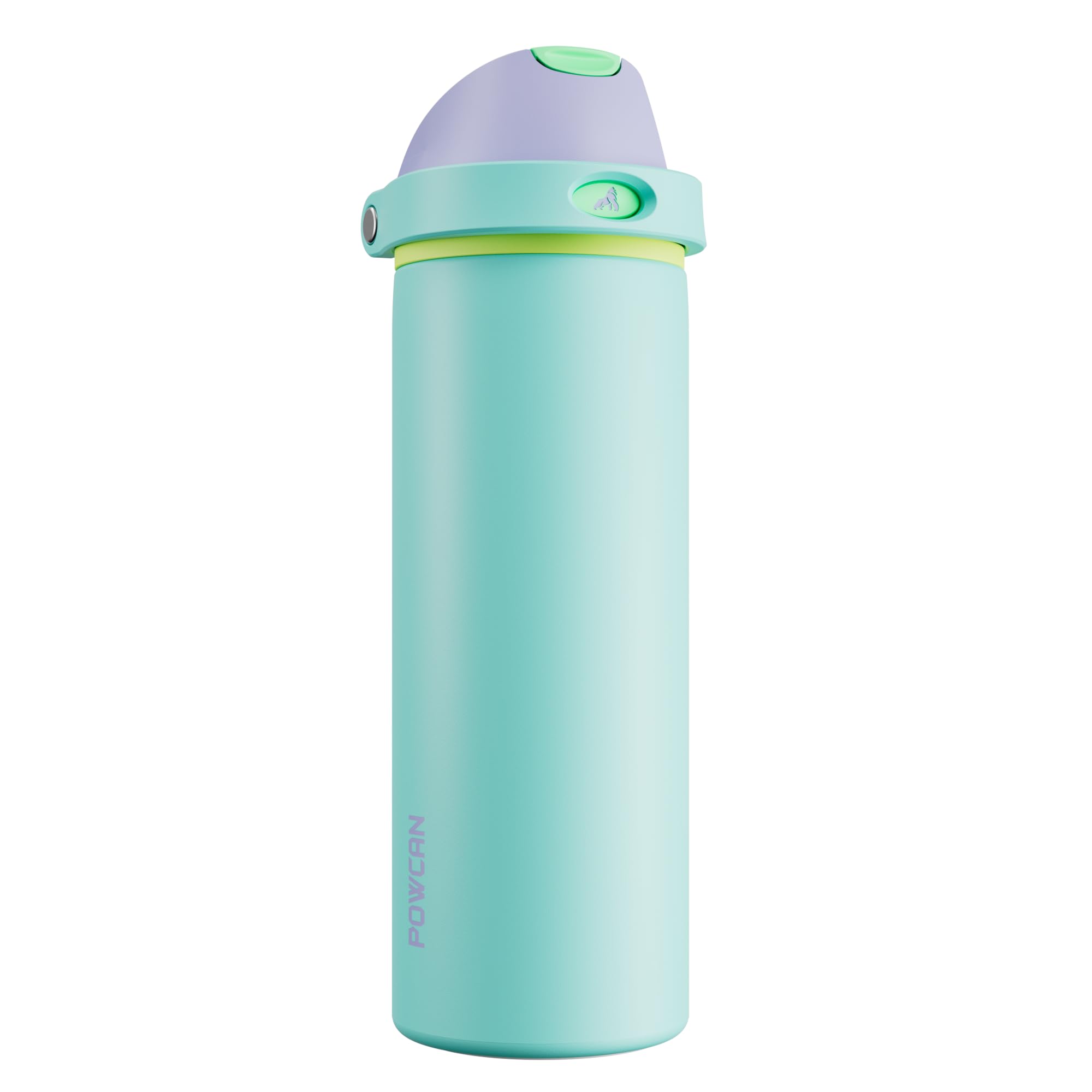 POWCAN 24 oz Insulated Water Bottle: 2-in-1 Push-Button Spout &amp; Quick-Flip Straw, Leakproof, Cold 24Hrs, Fits Car Cup Holder, Stainless Steel Sports Water Bottle, Gift for Women, Girls (Sea Princess)