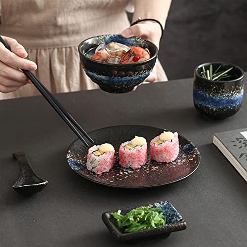 LABRIMP 1zestaw Ceramiczny Zestaw Naczyń Do Sushi Częściowy Miski i Łyżki Elegancki Zestaw Ceramiki Do Restauracji Hot Pot Hotelu Łatwy Czyszczeniu Trwały i Stylowy