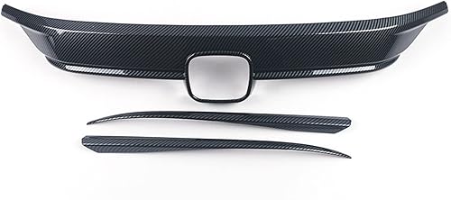 Miniatura 4 de Accesorios de coche para capó de parrilla superior delantera exterior para Honda Civic 11 generación 2022-2023 ABS 3 piezas (estilo fibra de carbono)