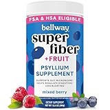 Bellway Super Fiber Powder + Fruit, Sugar Free Organic Psyllium Husk Powder Fiber Supplement for Regularity, Bloating Relief & Digestive Health, Plant-Based, Mixed Berry (50 Servings)