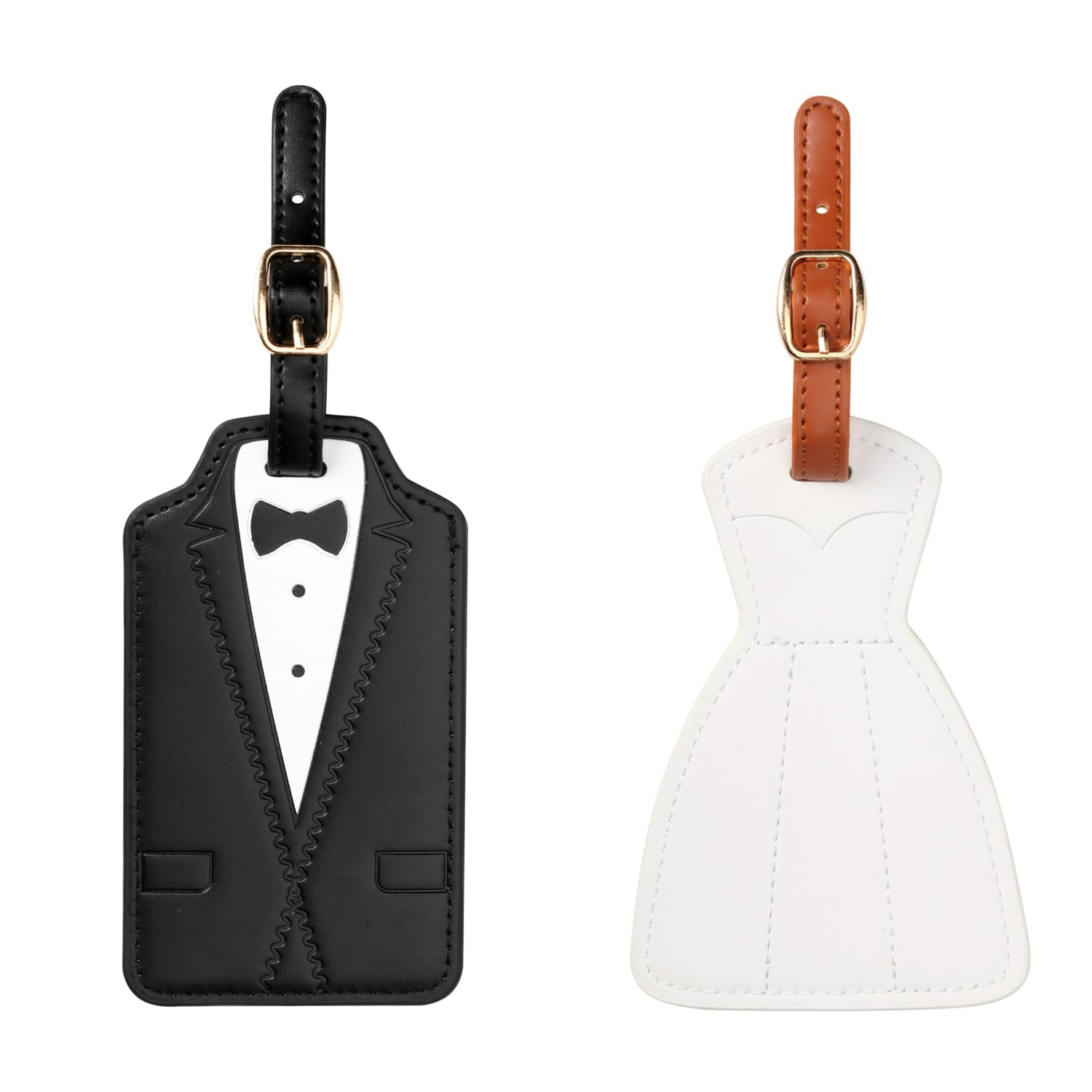 Luggage Tags for Couples Bride Groom Wedding Dress and Tuxedo Suitcase Tags Luggage Tag for Honeymoon Travel Bridal