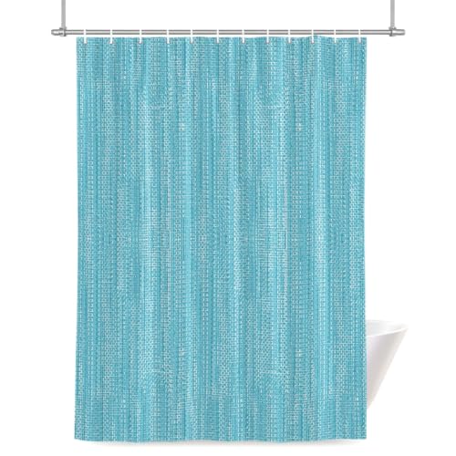 Victoroes Texture Blue Shower Curtain 36 * 72IN, Water-Repellent Polyester Fabric Bathroom Curtain with 12 Plastic Hooks, Coastal Shiplap Quick-Dry Opaque Decorative Bath Curtain with Grommets