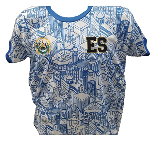 Camisa Seleccion De El Salvador, El País Que Te Vío Nacer, Diseño Con Graficos Monumentos Importantes De Tu Pais (Blanco Grafico, X-Large) #TOP3
