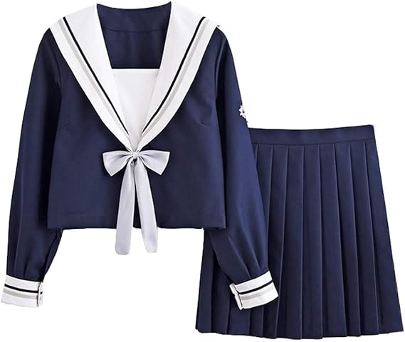 Amazon レディレイジー Lady Lazy 長袖 セーラー服 女子 制服 学生服 紺色 ネイビー 春 秋 冬服 セーラー リボン スカート 女子高生 高校生 中学生 学生 コスチューム Jk制服 可愛い 清純 お嬢様 コスプレ 学園祭 文化祭 演劇 舞台