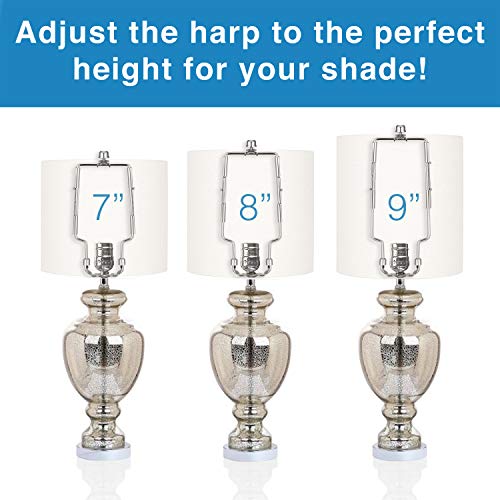 7” 8” 9” inch Adjustable Lamp Harp fits Regular Saddle Base or UNO Collar Ring Adapter for E26 phenolic Socket, Works with Any lamp Style. - Thumbnail 4