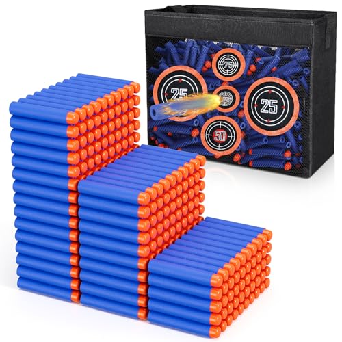 Pokiiulk 300 Darts Fits for Nerf Elite Blasters, Compatible with Disruptor, Strongarm etc. Elite Blasters, with a Target Fits for Nerf Blasters, Blue, 0.4in
