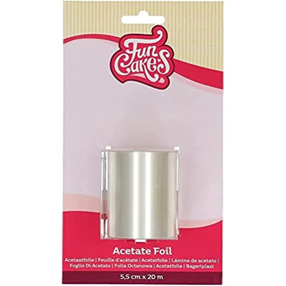 FunCakes Acetate Foil: Foodsafe, Suitable for Chocolate, Suitable for Making Cheesecake and Bavarois, 5,5 cm x 20 m