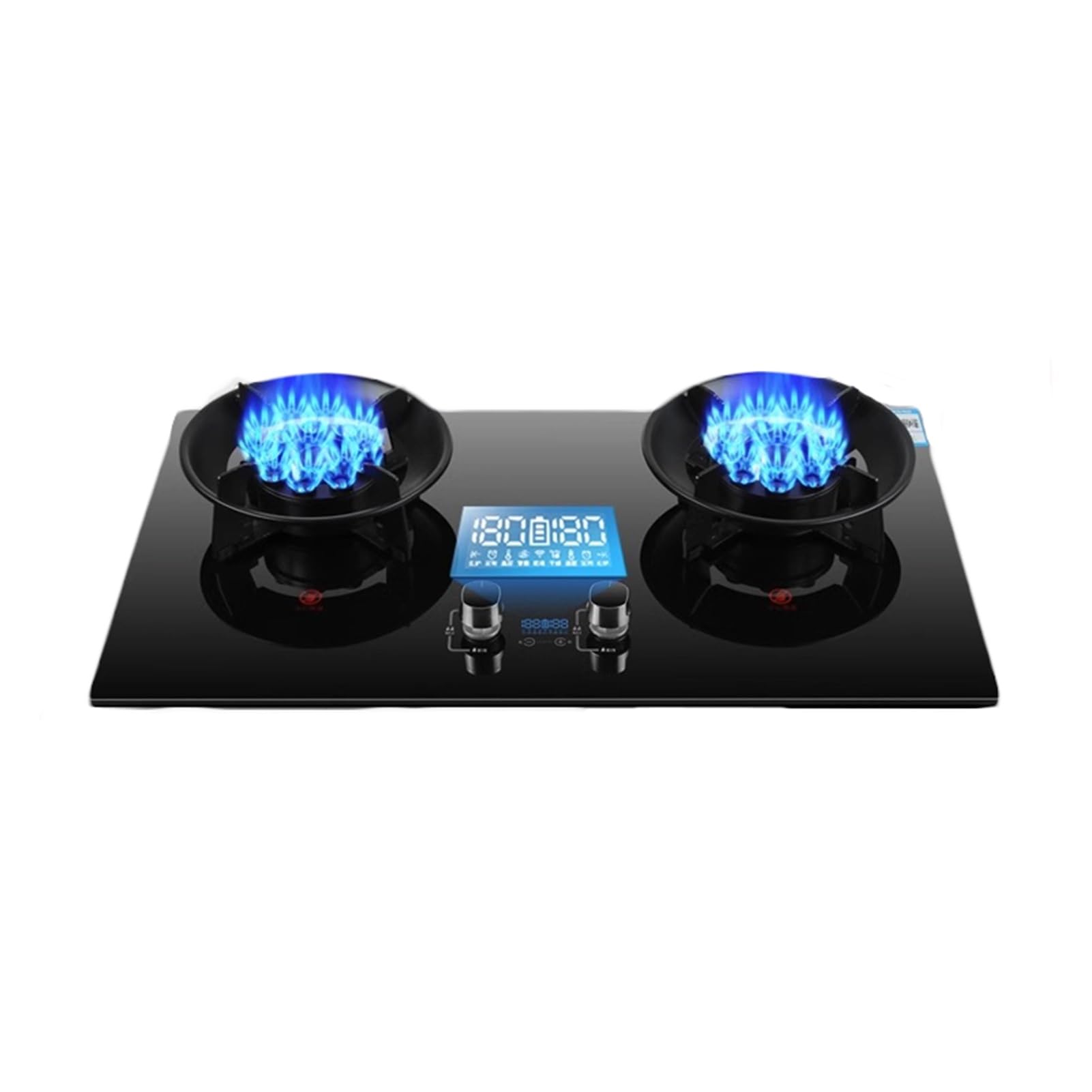 Table de cuisson gaz 2 feux verre noir pour cuisine familiale