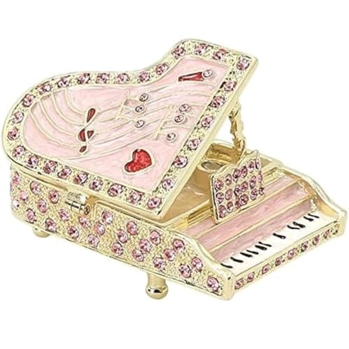 Caja de música de piano en metal esmaltado y joyero artesanal para tocador 2