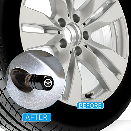 Metal Car Wheel Tire Valve Stem Caps With Genuine Leather Keychain Fit For Mazda Cx7 Cx5 Cx9 Cx-5 Cx3 Mx-5 Protege Valet Rotary Rx8 Series Car Logo Keychains Car Accessories #TOP4