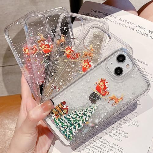 Changjia Glitter Christmas Case for iPhone 15 Plus/iPhone 14 Plus, Cute Christmas Tree Santa Elk Liquid Flowing Moving Bling Sparkle Clear Women Girls Phone Case for 6.7" (Pink) by Changjia - Used condition - Image 6