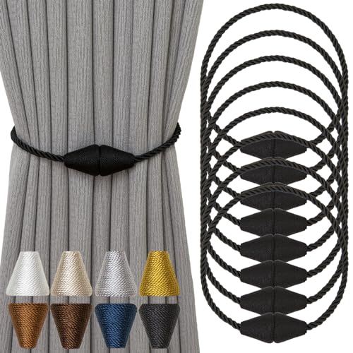 Contoeey Magnetic Curtain Tiebacks 8 Pack Outdoor Rope Curtain Tie