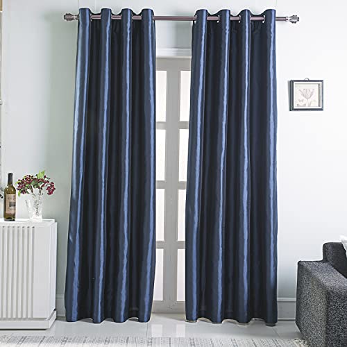 Image of GYROHOME Faux Silk Blackout Curtains with Black Liner, Solid Window Treatment Drapes for Bedroom Living Room, Thermal Insulated Grommet Top (2Panels,52x108inch,Navy Blue)