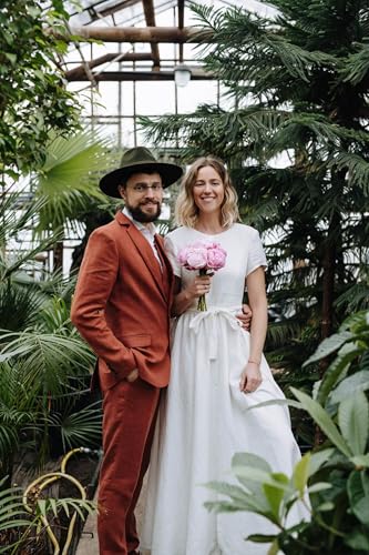 SHUZHXLZANGY Men's 3 Piece Summer Linen Suits for Men Slim Fit Casual Suit for Beach Wedding Suits Prom Suits Formal Business2