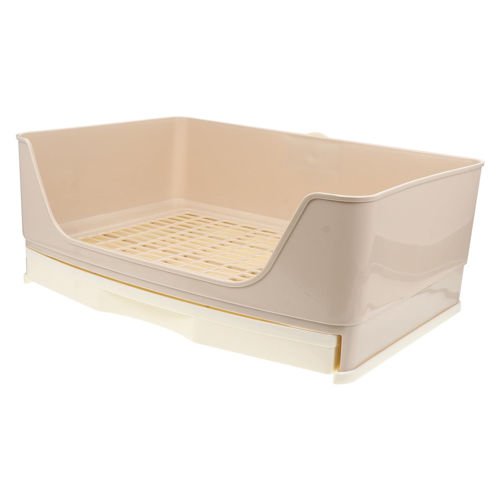 ibasenice Lettiera per Conigli e Cavie Grande in Plastica Beige, Leggera e Facile da Pulire, Vasino Estraibile per Conigli Adulti e Piccoli Roditori