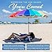 AMMSUN 7.5ft Large Heavy Duty HIGH Wind Beach Umbrella with sand anchor & Tilt Sun Shelter, UPF 50+ Protection Outdoor Umbrellas Sunshade with Carry Bag for Patio Garden Pool Backyard Rainbow