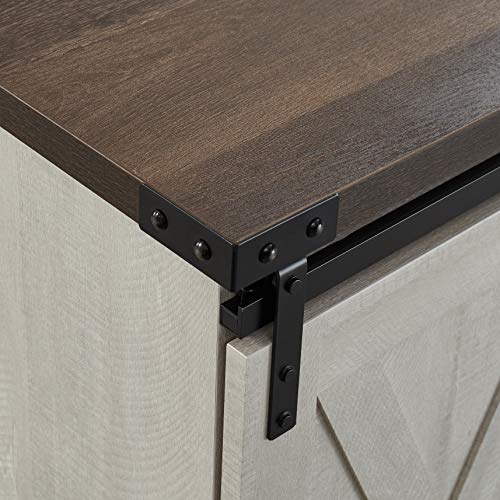 EDYO LIVING Farmhouse Sliding Barn Door TV Stand for TV up to 65 Inch Flat Screen Media Console Table Storage Cabinet Wood Entertainment Center Sturdy Ranch Rustic Style (Gray Wash)