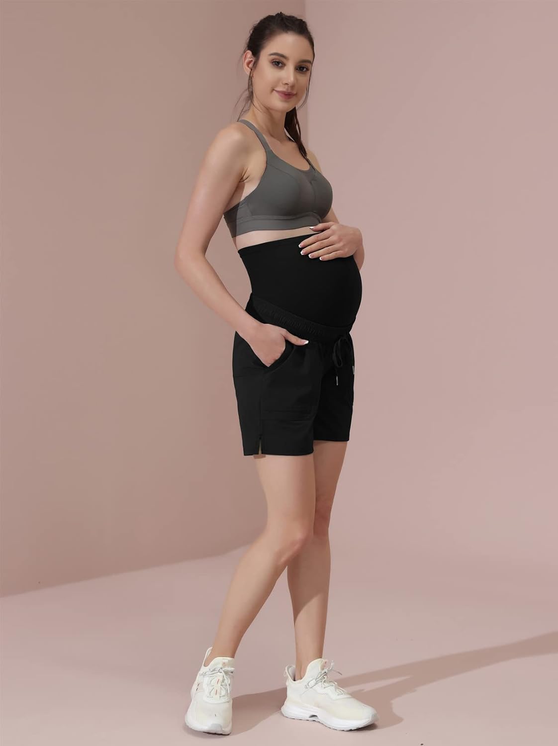 Maacie Maternity Hiking Shorts Quick Dry Waterproof 5" Workout Sports Shorts Outdoor Casual - Image 2