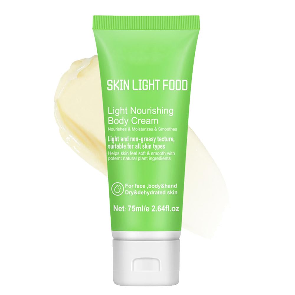 Skin Light Food, Moisturizing Body Plant Cream with Chamomile, Calendula and Pansy for Face Body & Hand Dry & Dehydrated Skin (1, Large)