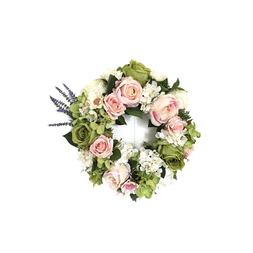 Guirlande fleur rose simulation aspect naturel vert pour linteau et miroir