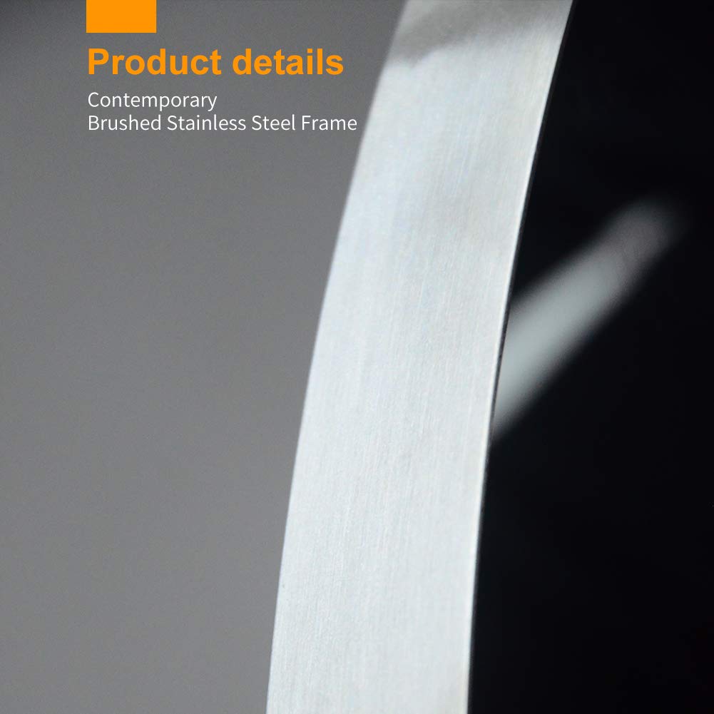 KAASUNES 28-Inch Circle Mirror Brushed Nickel Silver Wall Mounted Round Mirror, Glass Panel Circle Deep Set Design Stainless Steel Framed Mirror for Bathroom, Entryways, Living Rooms