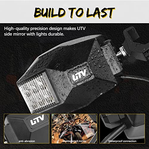 Polaris Ranger Side Mirrors, Swatow Industries Utv Side Rear View Mirrors W/Led Flood Light Utv Pro-Fit Side Rear Mirrors For Polaris Ranger General Utv Atv Can Am X 3 Defender-2 Year Warranty #TOP2