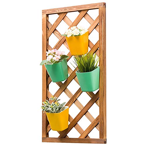 CuteLife Flower Stand Plant Hanger Wall-Mounted Flower Shelf Rack Orchid Grid Frame Wood Anti-Corrosion Floating Shelves Hanging Herb Stand Space Saving For Indoor Balcony Garden Decor