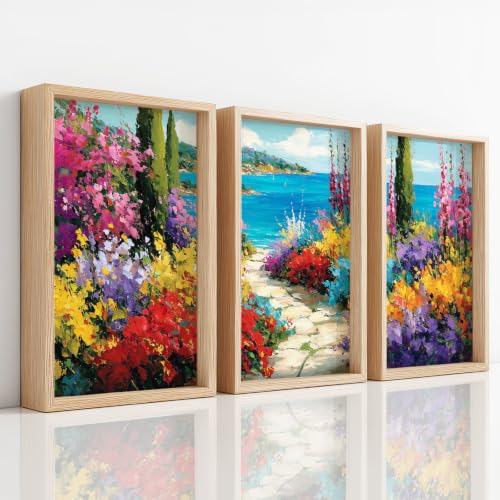 Peinture paysage ocean et jardin floral pour s'evader depuis sa maison