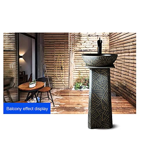 YRRA Standspüle Handgemacht washbasin with Base Ceramic wash Basin Standwaschbecken für Indoor und Outdoor Waschbecken aus Keramik 44 x 40 x 80 cm,K