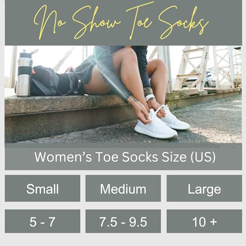 Image of Soxsense No Show Toe Socks Premium Cotton for Women, Align Toes Five Finger Liner Low Cut Thin Socks for Bunion, (4 Pairs)