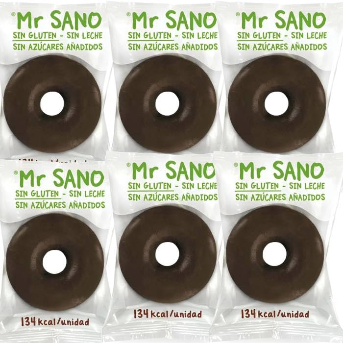 Pack 6x Berlina de Chocolate Tipo Donut Sin Gluten 50g | Sano | Snack Saludable | Sin Lactosa | Apto para Celiacos | Ecológico y Esponjoso