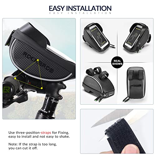 image for ROCKBROS Bike Phone Mount Bag Front Frame Handlebar, Waterproof Bike P