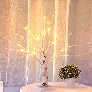 Bolylight Lighted Birch Tree Warm White Light Up Birch Tree Tabletop Small LED Tree Artificial Decorative Branch Tree…