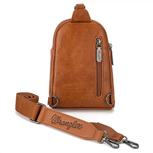 Image of Wrangler Small Sling Bag for Women, Leather Crossbody Bags Cross Body Purse Fanny Packs with Adjustable Strap for Gift