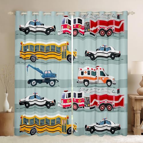 Erosebridal Boys Police Car Curtains School Bus Window Curtains 76