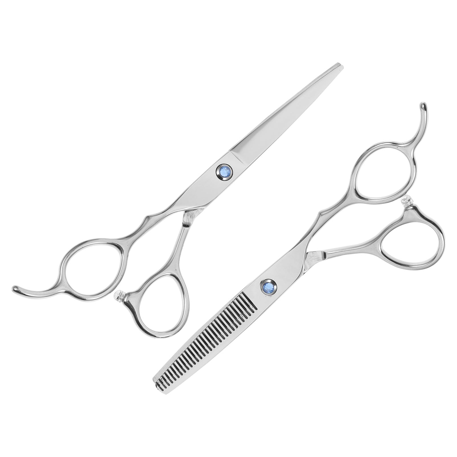 Healeved Ciseaux de Coiffure Argenté 2 Pièces en Acier Inoxydable Ensemble Professionnel Poignée Créative Anti-accroche pour Gauchers pour Usage Amateur et Professionnel